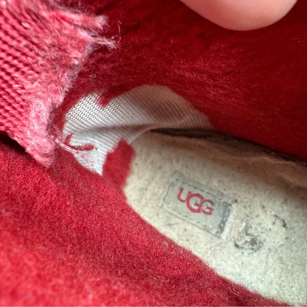 UGG‎ Classic Clear Mini Shearling Lined Rubber Boots Samba Red Size 3 Y2K Winter